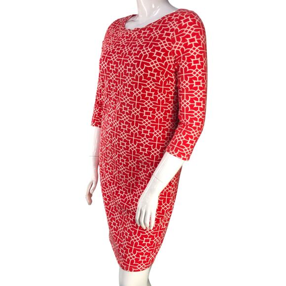Gretchen Scott Womens Size L Dress Shift Jersey Geometric Print Round Neck Red - Picture 4 of 15